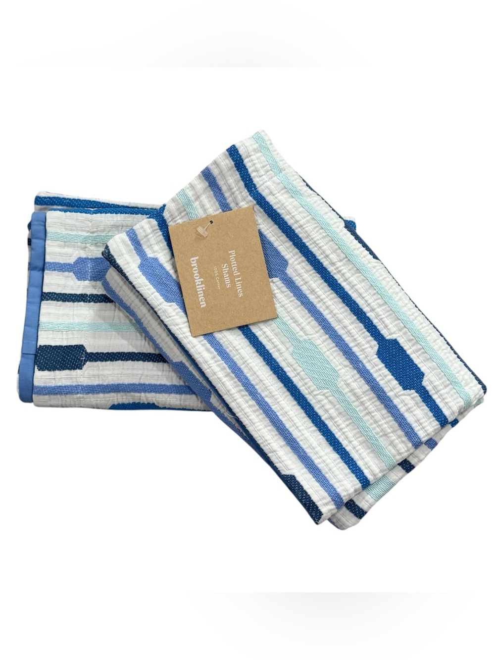 Brooklinen Linen 100% Cotton Plotted Lines Shams - Rainwater - Standard